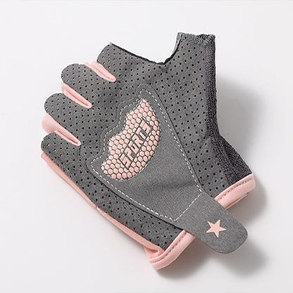 Kids-Fingerless-Cycling-Gloves Non-Slip Exercise Gloves for Youth Girls - color: Pink, size: Large