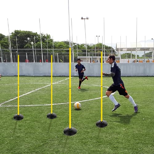 6FT Soccer Agility Poles with Rubber Base Detachable Speed Agility Stick Slalom Speed Training Pole Set for Sports - style: Pack of 6