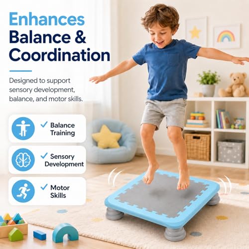 Mini Rebounder Trampoline for Kids – Springless Springlessbungee Design, EVA+PP Jump Surfaces, Non-Slip Feet, Quick Assembly, Space-Saving Size, Supports 220lbs, Perfect for Indoor, Backyard