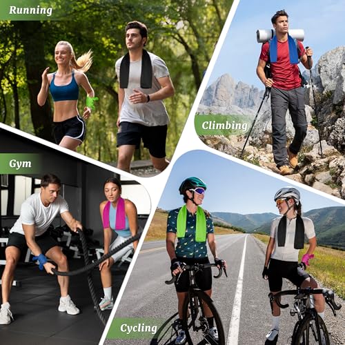 4 Pack Cooling Towels, Soft Breathable Cooling Towels for Neck and Face, Microfiber Gym Towels for Men and Women with Waterproof Bag & Carabiner, Sweat Towel for Yoga, Golf, Hiking, Running