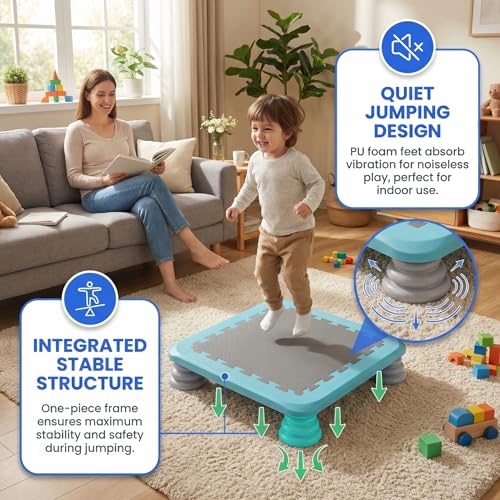 Mini Trampoline for Kids, 25 Inch Sensory Bounce Board for Balance & Coordination, Non-Slip Rebounder Board for Kids Ages 3+, Indoor Mini Trampoline with Stable Base