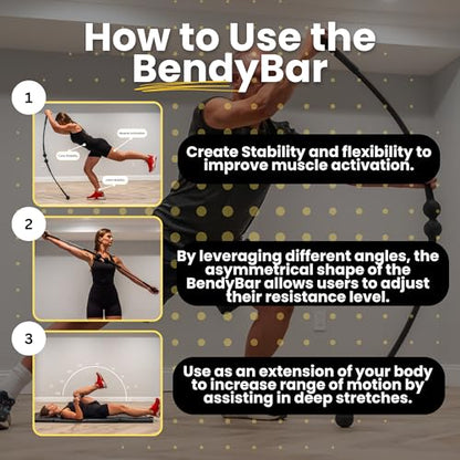 BendyBar Flexible Weighted Resistance Bar to Improve Joint Mobility, Core Strength & Balance, Adjustable Height - size: LITE