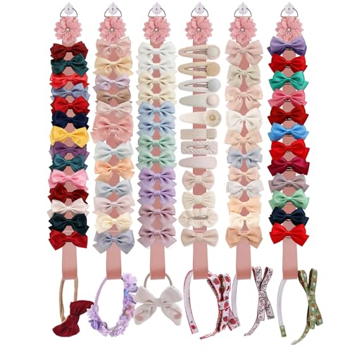 6PCS Bow Holder Hair Bow Organizer,Baby Decorative Hair Accessories Organizer,Hair Clips Storage Bow Holder for Girls Hair Bows,Room Nursery Wall Hanging Decors (tyh-6PCS-fen) - color: tyh-6PCS-fen
