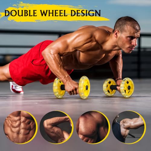 POPETPOP Ab Roller Wheel - Tummy Weight Equipment, Ab Wheel for Core Training, Hand Weights Dumbbell for Men/Women, Home Gym Equipment (Yellow)