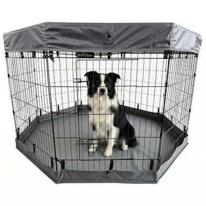 PJYuCien Puppy Playpen with Top Cover & Bottom Pad, 8 Panels 36" H, Gray - color: Gray, size: Medium Pen: 36-Inch High