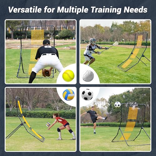 Heavy Duty Baseball Rebounder Net Fielding Trainer Pro Softball Pitch Back Bounce Pitchback for Ground, Line Drive, Fly Ball Return Settings - size: 6 x 4 ft