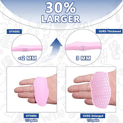 Large Anti-Slip Gym Workout Grips for WeightLifting,Silicone Hand Protector - color: Pink