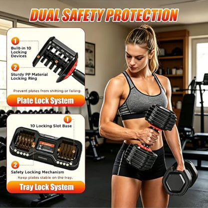 Adjustable Dumbbell Set, All in One Weights Dumbbell with Non-Slip Handle, 1 Hand Quick Adjust weight set for Home Gym
