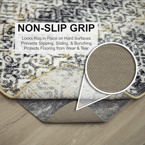 Mohawk Home Non Slip Rug Pad 2' 6" x 4'- 1/4" Thick Felt + Latex Rubber Gripper - Dual Surface Cushion for Hardwood, Carpet, Tile Floors, Made in USA - size: 2'6" x 4' (Rectangular), style: 1/4 Inch Dual Surface Rug Pad
