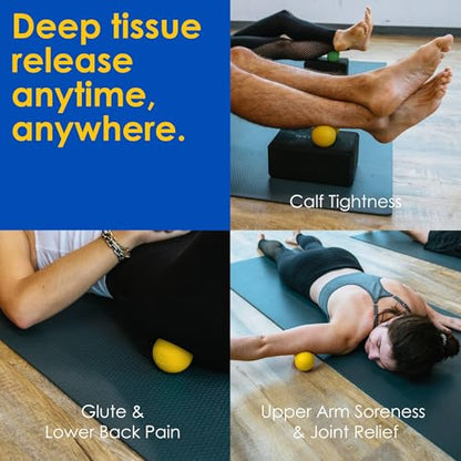 2-in-1 Soft Peanut & Lacrosse Ball Roller | Deep Tissue Massage Tool for Fascia, Plantar Fasciitis, Hips & Back | Mobility & Recovery Roller | Compact, Travel-Friendly, Pilates & Therapy Ready