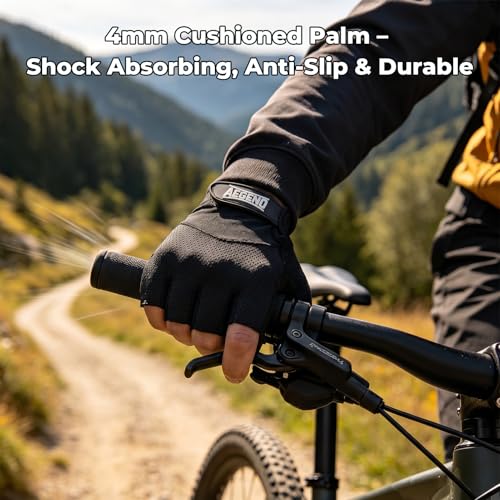Aegend Half-Finger Cycling Gloves, Anti-Slip Shock-Absorbing Padded Palm, Breathable Mesh for Biking, Fitness and Outdoor Activities (Black) - size: Medium