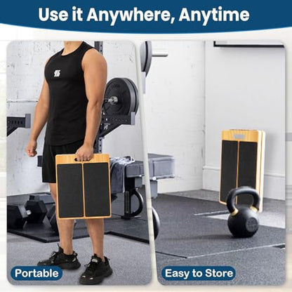 StrongTek 13” Wide Portable Wooden Slant Board, 5-Level Incline (15°-35°), Lower Grip Handle, Beginner & Rehab Friendly, Non-Slip Surface for Calf Stretching, Squats, Physical Therapy