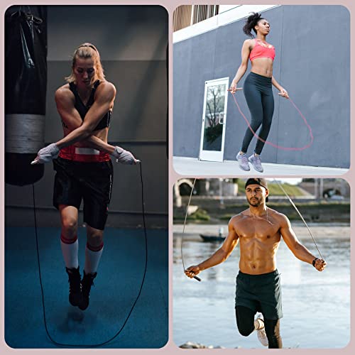 𝐒𝐩𝐞𝐞𝐝 𝐉𝐮𝐦𝐩 𝐑𝐨𝐩𝐞 𝐟𝐨𝐫 𝐅𝐢𝐭𝐧𝐞𝐬𝐬 - Skipping Rope for Women Men Exercise with Adjustable Length Jumping Rope and Alloy & Silicone Handles Suitable for Workout Boxing Home Gym - color: Pink