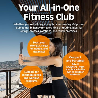 Retrospec Grip Steel Club Strength Training, Rehabilitation, Stretching, Conditioning and Rotational Training - Options for Women & Men - style: 5 lbs