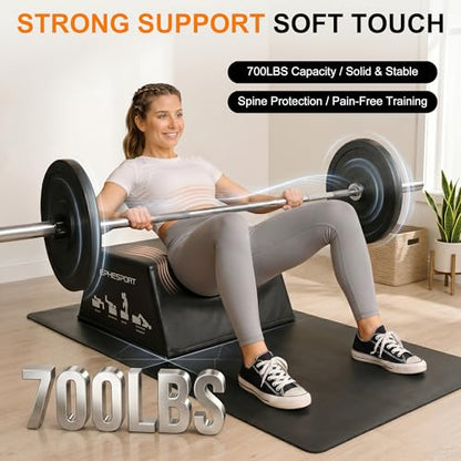 Hip Thrust Bench–Glute Bridge & Barbell Hip Thrust Equipment with Free Hip Thrust Pad, 700LB Capacity, Non-Slip Design for Glutes, Bulgarian Split Squats, Step-Ups & Core