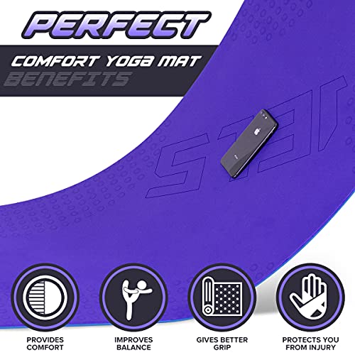 JELS Extra Thick Yoga Mat, 2/5 inch, Ergonomic 3D Non Slip Design, SGS Certified TPE Material, Yoga Mat for Men Women with Carrying Strap,Exercises Mat for Yoga, Pilates and Floor Workout(72"x26")…