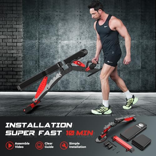 Pooboo Weight Bench, Heavy Duty Bench and 8 Adjustable Positions Workout Bench Press for Home Gym Strength Training