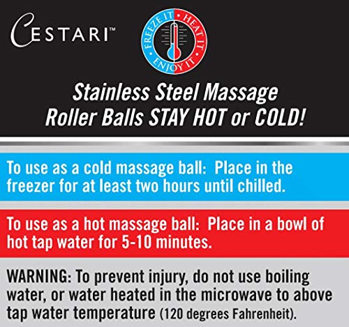 Massage Roller Ball - Stainless Steel Gel Balls for Heat + Ice Therapy - Back, Shoulder, Calf, Foot Massager with Heat or Cold - Myofascial Release - Deep Tissue Trigger Points - Hot Cold Roller.. - color: Red 55mm