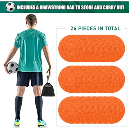 Spot Markers 4inch 9inch Rubber Agility Dots Flat Cones Non Slip Sports Dots Floor Spots Agility Markers for Kids Soccer Football Basketball Speed Agility Training - style: 24pcs Orange 4inch