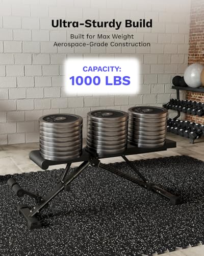 AIRHOP Foldable Weight Bench, 90° to -30° FID Workout Bench for Home Gym, Backrest, Seat & Leg Hold Down Bar Adjustable Weight Bench, MAX 1000 LBS Capacity, 19.4" Extended Base Legs for Bench Press