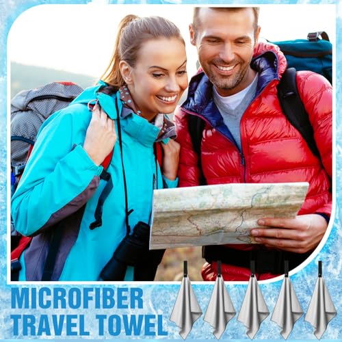 10 Pcs Quick Dry Microfiber Camping Towels 25x32 cm, Light Gray - color: Light Gray