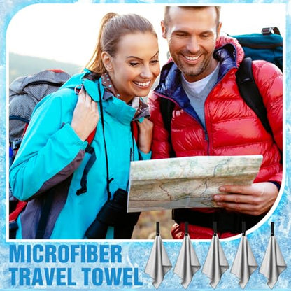 10 Pcs Quick Dry Microfiber Camping Towels 25x32 cm, Light Gray - color: Light Gray