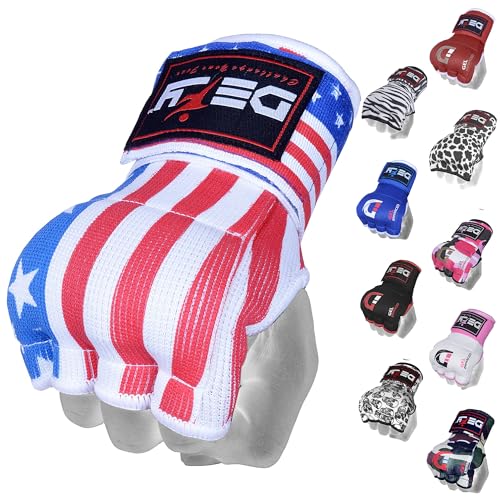 DEFY Padded Inner Gloves Quick 75cm Long Strap – Inner Boxing Gloves Gel Padded Knuckle Protection – Elasticated Boxing Hand Wraps for MMA Muay Thai Kickboxing Martial Arts Pair