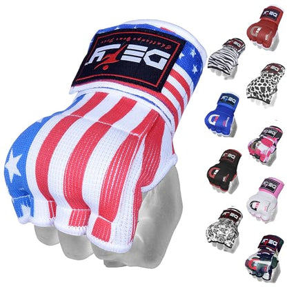 DEFY Padded Inner Gloves Quick 75cm Long Strap – Inner Boxing Gloves Gel Padded Knuckle Protection – Elasticated Boxing Hand Wraps for MMA Muay Thai Kickboxing Martial Arts Pair