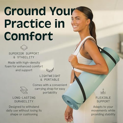 Retrospec Solana 1" Extra Thick Yoga Mat Non Slip Exercise Mat w/Strap