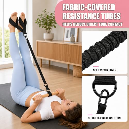 Pedal Resistance Bands with Handles for Women & Men - color: Black