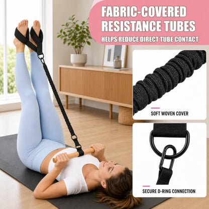 Pedal Resistance Bands with Handles for Women & Men - color: Black