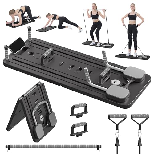 Pilates Board - Pilates Reformer Set, Multi-Purpose Foldable Pilates Reformer Board for Home, 5 in 1 Pilates Sliding Board - color: Black Set