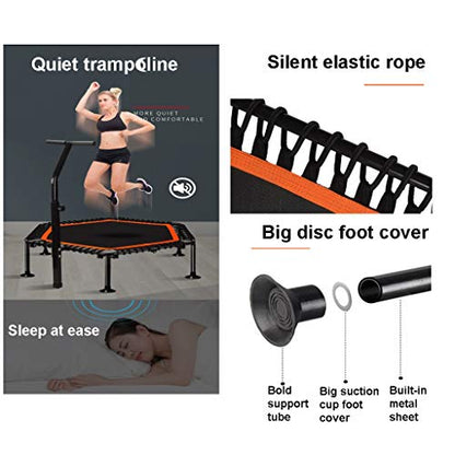 TXTC Foldable Rebounder Trampoline with Height Adjustable Handle,Fitness Trampoline,Exercise Trampoline for Adults Kids Indoor/Outdoor Home Equipment, Indoor Jumping Workout