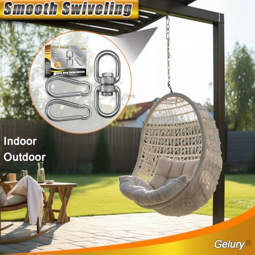2+1 Heavy Duty 304 Stainless Steel Swing Swivel Ring, Double Ended Swivel Eye Hooks with Snap Hooks, Swing Spinner Hanger for Web Tree Swing, Hammock Chair (Silver, 1Pack) - color: Silver, size: M8 x 1Pack