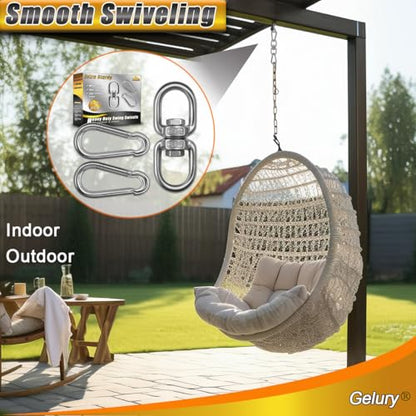 2+1 Heavy Duty 304 Stainless Steel Swing Swivel Ring, Double Ended Swivel Eye Hooks with Snap Hooks, Swing Spinner Hanger for Web Tree Swing, Hammock Chair (Silver, 1Pack) - color: Silver, size: M8 x 1Pack