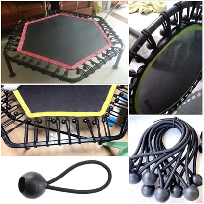 4 Pack Rebounder Trampoline Bungee Cords Replacement 6 Inch Bungee Balls Black Ball Bungee Elastic Straps for 40"/48" Mini Rebounder Trampoline Mini Trampoline Foldable Fitness Trampoline