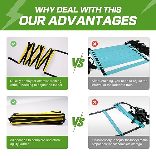 Happy Jump Agility Ladder 12 Rung 20 FT Speed Training Ladder Drill Sports Workout Equipment for Football Soccer Footwork Exercise