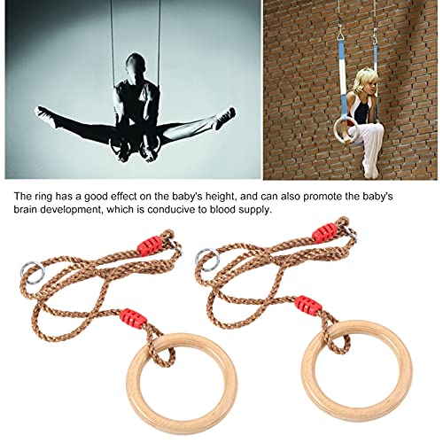 Wooden Gymnastics Rings, Wooden Swing Rings 120 Kg Load-Bearing for Adults for Children
