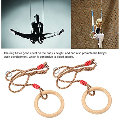 Wooden Gymnastics Rings, Wooden Swing Rings 120 Kg Load-Bearing for Adults for Children