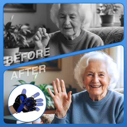 Stroke Hand Recovery Device, Rehabilitation Robot Gloves for Hand Therapy Equipment, Robotic Hand Glove for Stroke Rehab, Finger & Hand Exerciser with Adjustable Strength