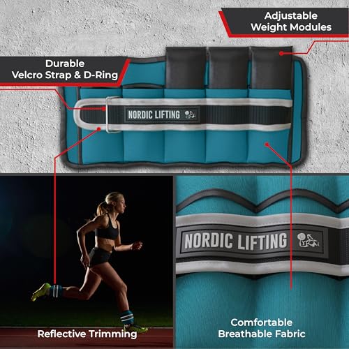 Adjustable Ankle Weights for Women & Men – 1 Pair (2–10 lbs) Wrist, Arm & Leg Weights for Gym, Yoga & Home Workouts – Secure Fit Strap Design – Durable Fitness Training Equipment - color: Ocean Blue