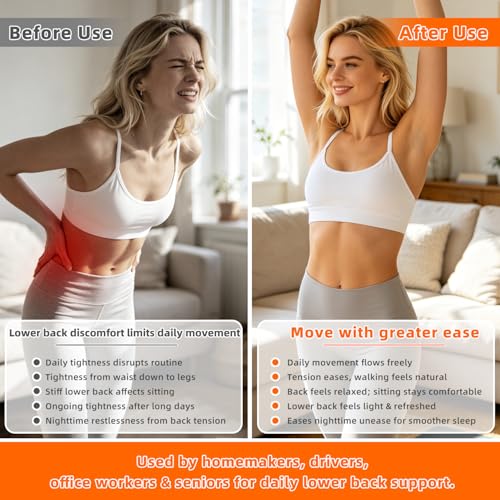 Zenopax 4-in-1 Electric Lumbar Traction Device - Adjustable Lower Back Massager for Pain Relief Deep Tissue with Heat, Vibration, Electrotherapy, Home Lumbar Decompression ＆ Sciatica Relief(Golden)
