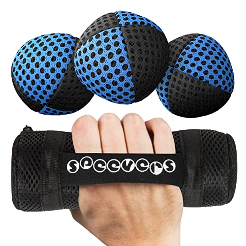 speevers Weighted Juggling Balls for Fitness 650g, Set of 3 Power XBalls with Carry Pouch, Fun Indoor Home Workout Aids for Weight Loss and Training, Best Exercise Gifts for Men and Women - color: Black - Blue