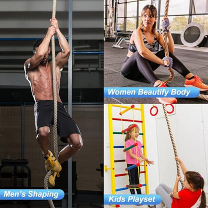Climbing Rope Gym Exercise Ropes - 1.5 Inch Diameter 10FT 15FT 20FT 25FT 30FT 35FT 40FT 50FT Climb Rope for Fitness & Strength Training, Workout Climbing Rope for Adults Home Indoor or Outdoor - style: 1.5 Inch-15ft