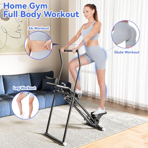 Stair Stepper & Ab Machine by SEWD, 2-in-1 Cardio Workout Equipment with Adjustable Handlebar & Large Pedals, 90% Pre-Assembled Fitness Equipment, Quickly Switch from Stepper to Abdominal Machine