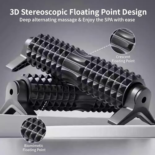 Foam Roller with Stand - Bracket Foam Roller for Back Pain, 21 inch Trigger Point Deep Tissue Massage Roller, Medium Density Grid Bracket Foam Rollers, Leg Roller for Muscles Deep Tissue - color: Black