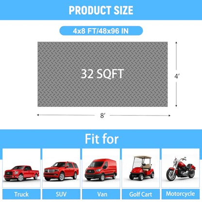 4x8 FT Garage Floor Mat, 2.8mm Thickened Diamond Plate - color: Gray, size: 4x8 FT