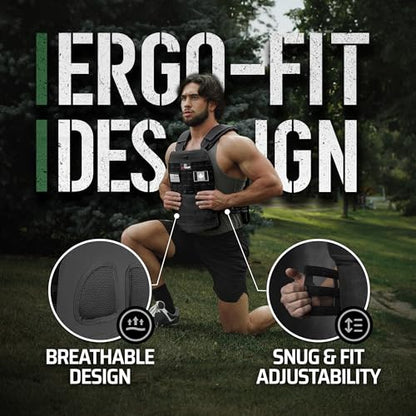 Amstaff Tactical Weighted Vest - Adjustable Weight Vests - Versatile Wearable Vest for Fitness Workouts, Strength and Endurance Training, Running - color: Black, style: 20 LB