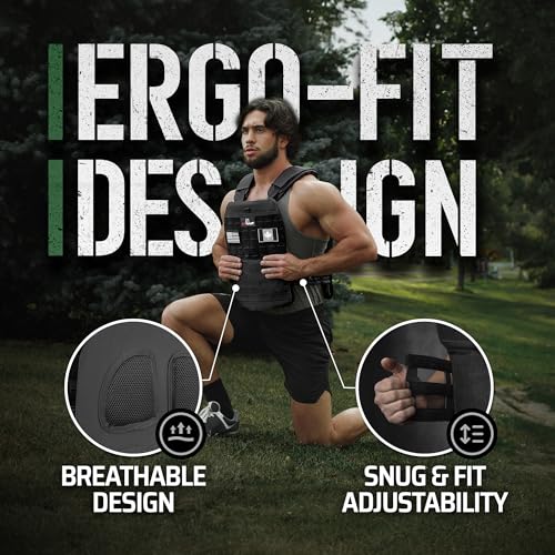 Amstaff Tactical Weighted Vest - Adjustable Weight Vests - Versatile Wearable Vest for Fitness Workouts, Strength and Endurance Training, Running - color: Black, style: 10 LB