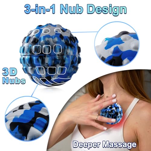 Deep Tissue Massage Ball for Exercise & Recovery - SGS Certification - Targets Back, Shoulder, Legs&Feet - Relieves Muscle Knots, Joint Pain&Tightness, Pressure Point Therapy- Myofascial Release Ball